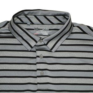 Under Armour Men's Sz - XL Loose Gray Striped Short Sleeve Performance Golf Polo